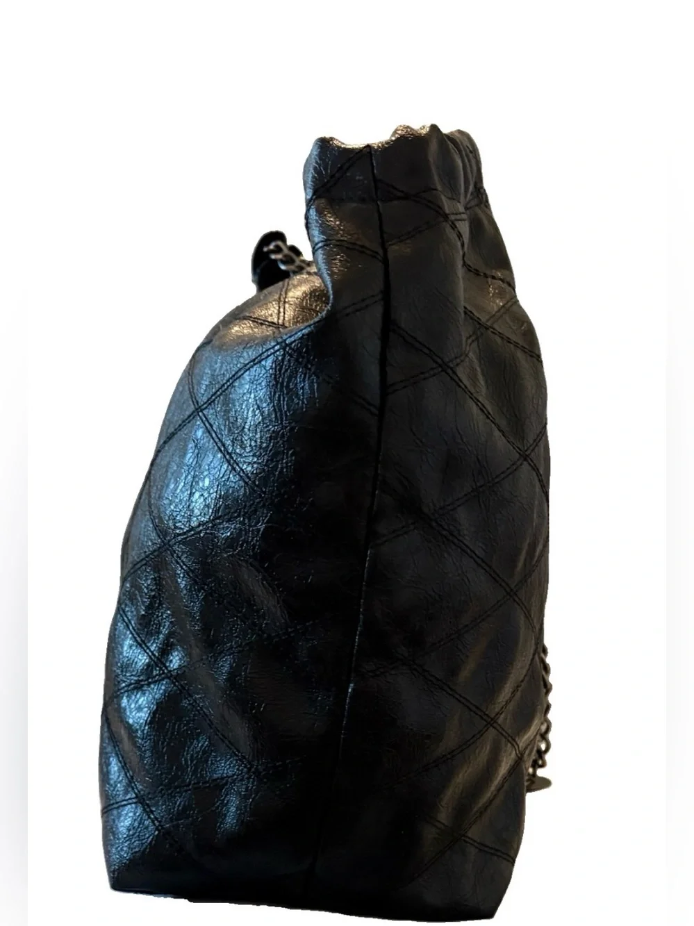 Steve Madden Bkattt Quilted Chain Women’s Black Tote Bag. large, slouchy